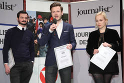 "Aufgefallen": Moritz Moser ("nzz.at"), Jakob Winter ("Profil") und Hanna Herbst ("Vice").