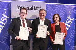 Andreas Koller (Salzburger Nachrichten), Armin Wolf (ORF), Susanne Schnabl (ORF)